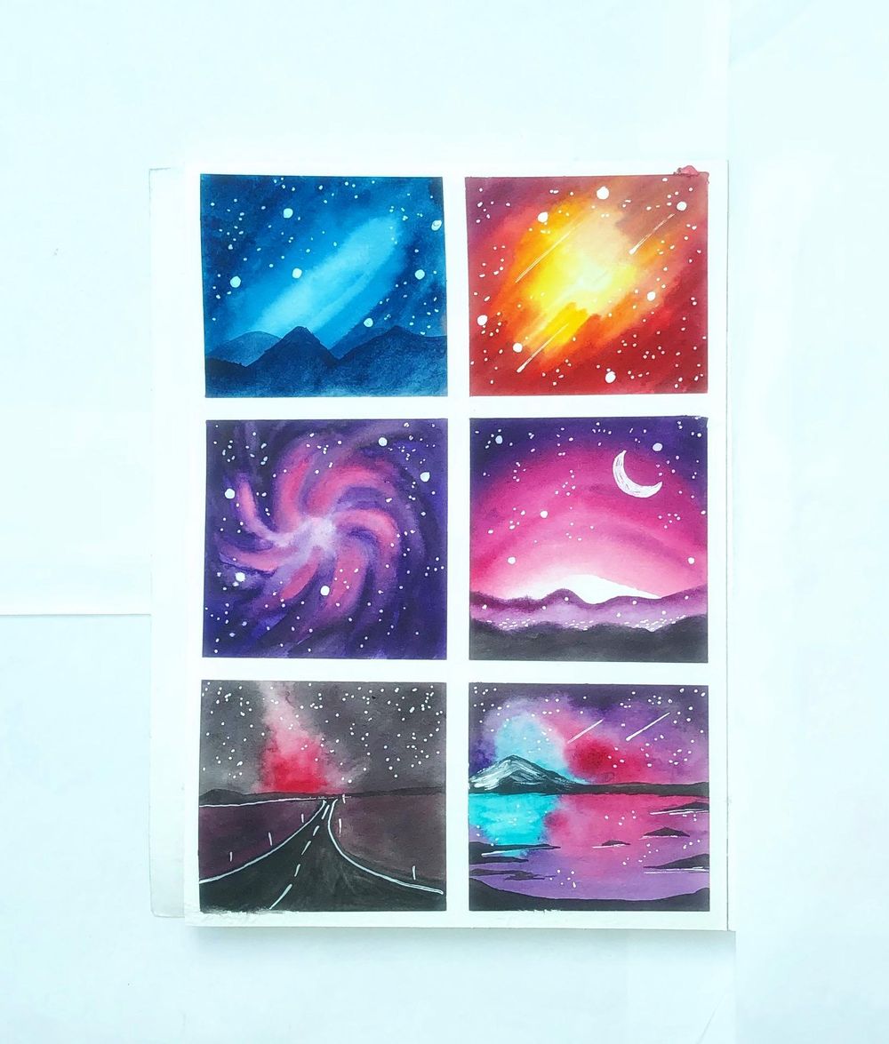 Galaxies and night skies in watercolor - image 2 - student project