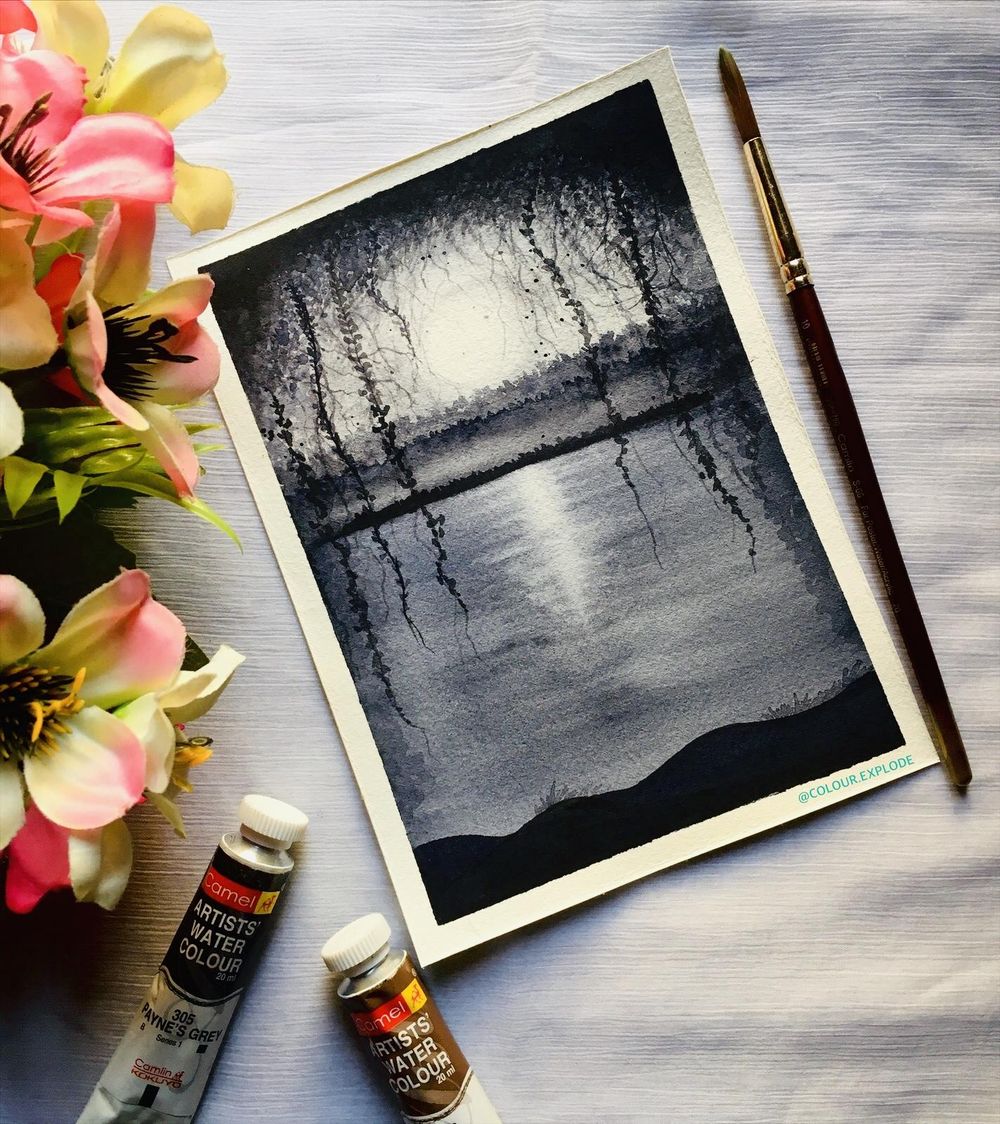 watercolour nightscape painting Skillshare Student Project