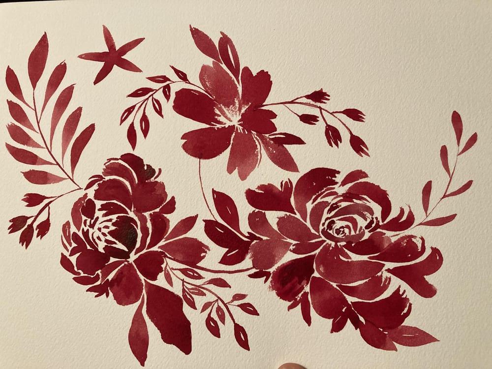 Gouache Peony Composition - image 1 - student project