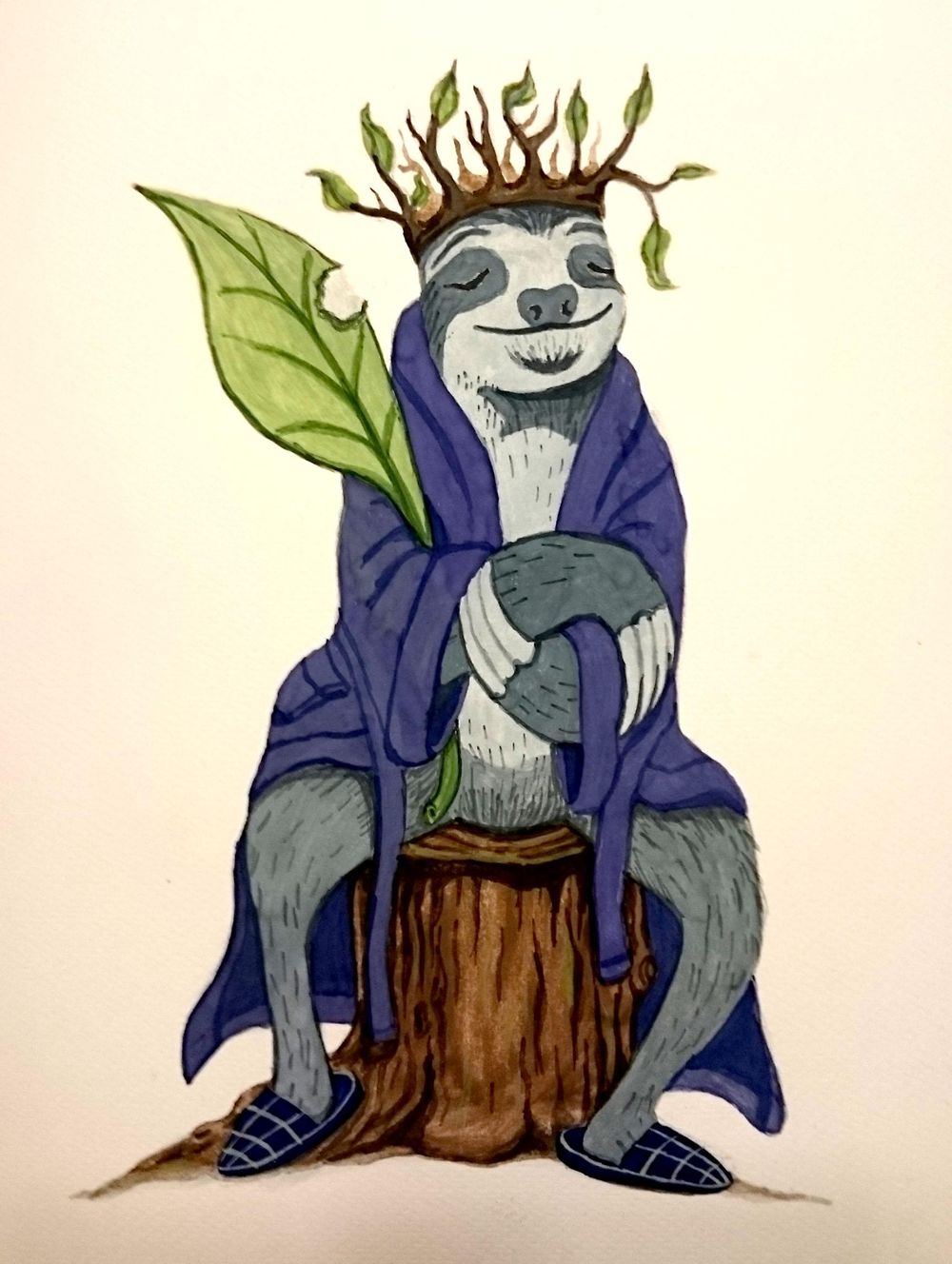 Gouache illustration: Behold the sloth king - image 4 - student project