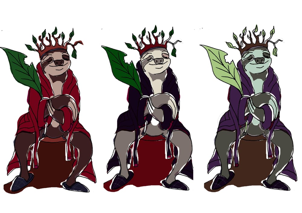 Gouache illustration: Behold the sloth king - image 3 - student project