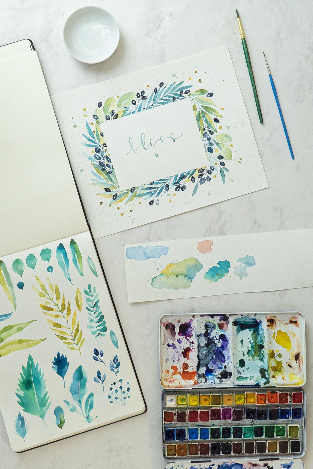 Loose Watercolor Botanical Frame - image 2 - student project