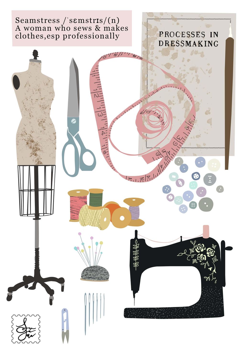 Tools of trade of a barber/florist/seamstress/coffeeaddict Skillshare Student Project