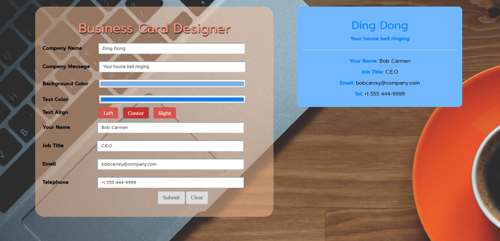 Business Card Creator - image 4 - student project