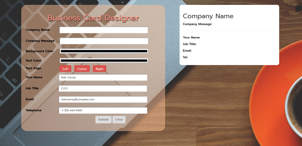 Business Card Creator - image 3 - student project