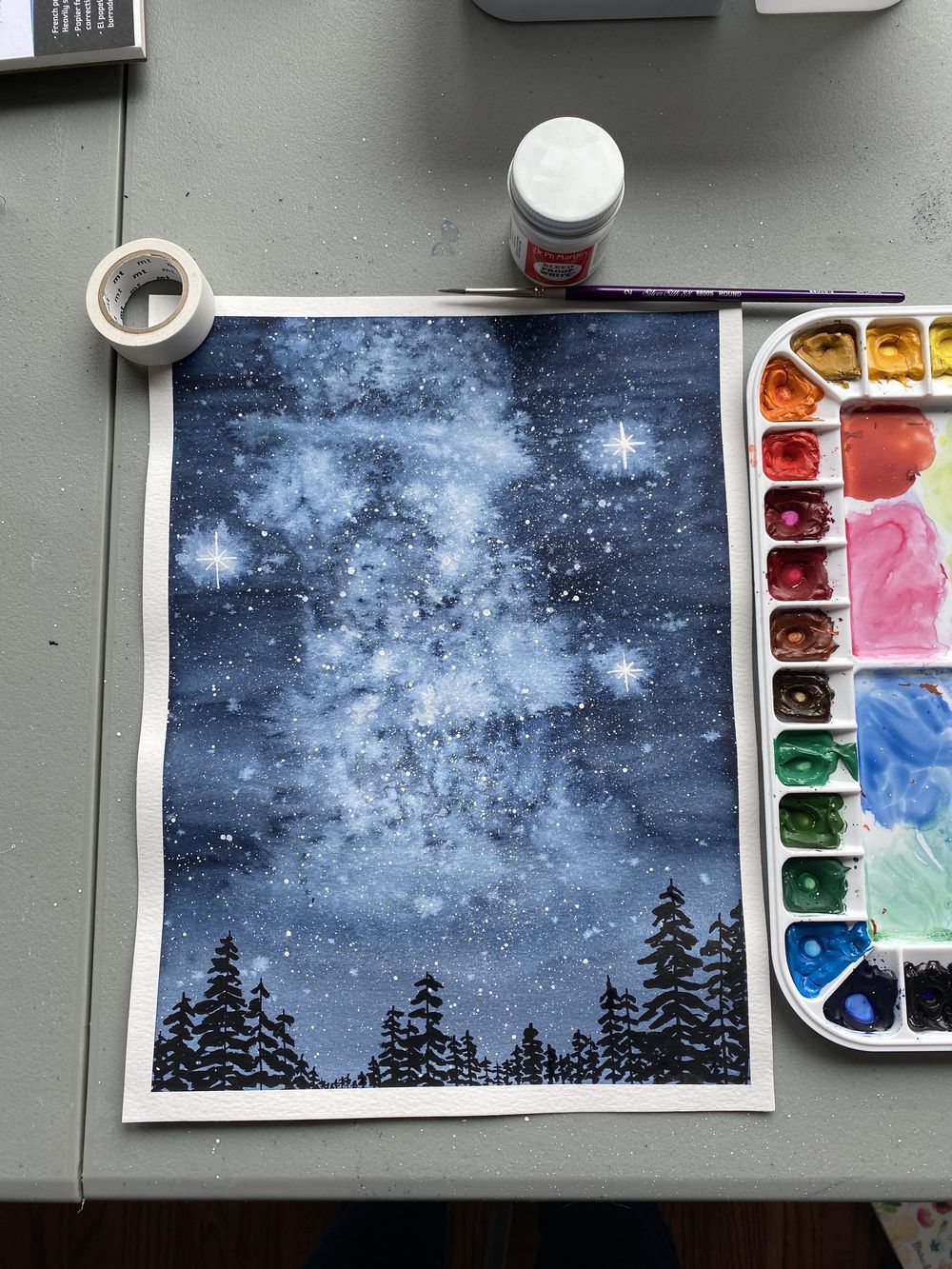 Watercolor Milky Way Night Sky - image 1 - student project