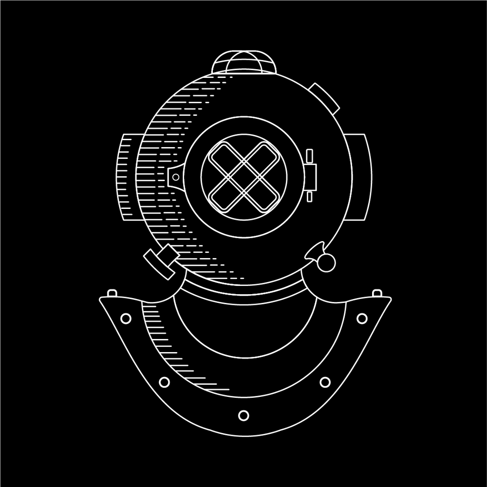 Diver Helmet Monoline Illustration - image 2 - student project