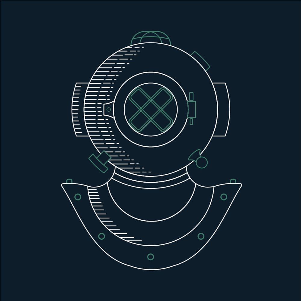 Diver Helmet Monoline Illustration - image 3 - student project
