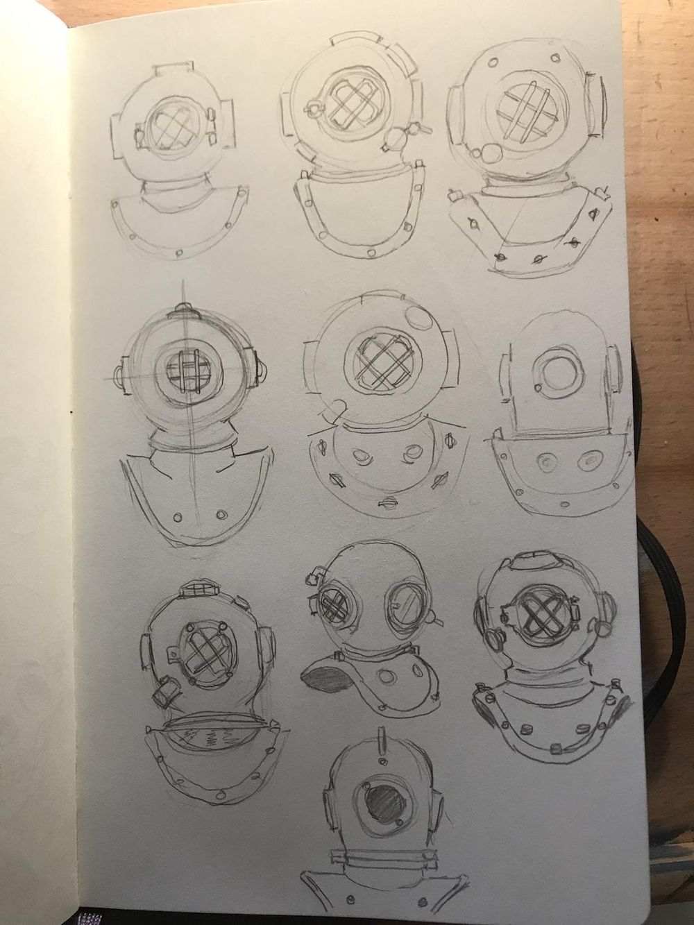 Diver Helmet Monoline Illustration - image 4 - student project