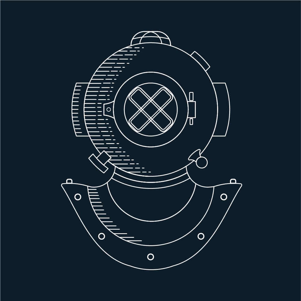 Diver Helmet Monoline Illustration - image 1 - student project