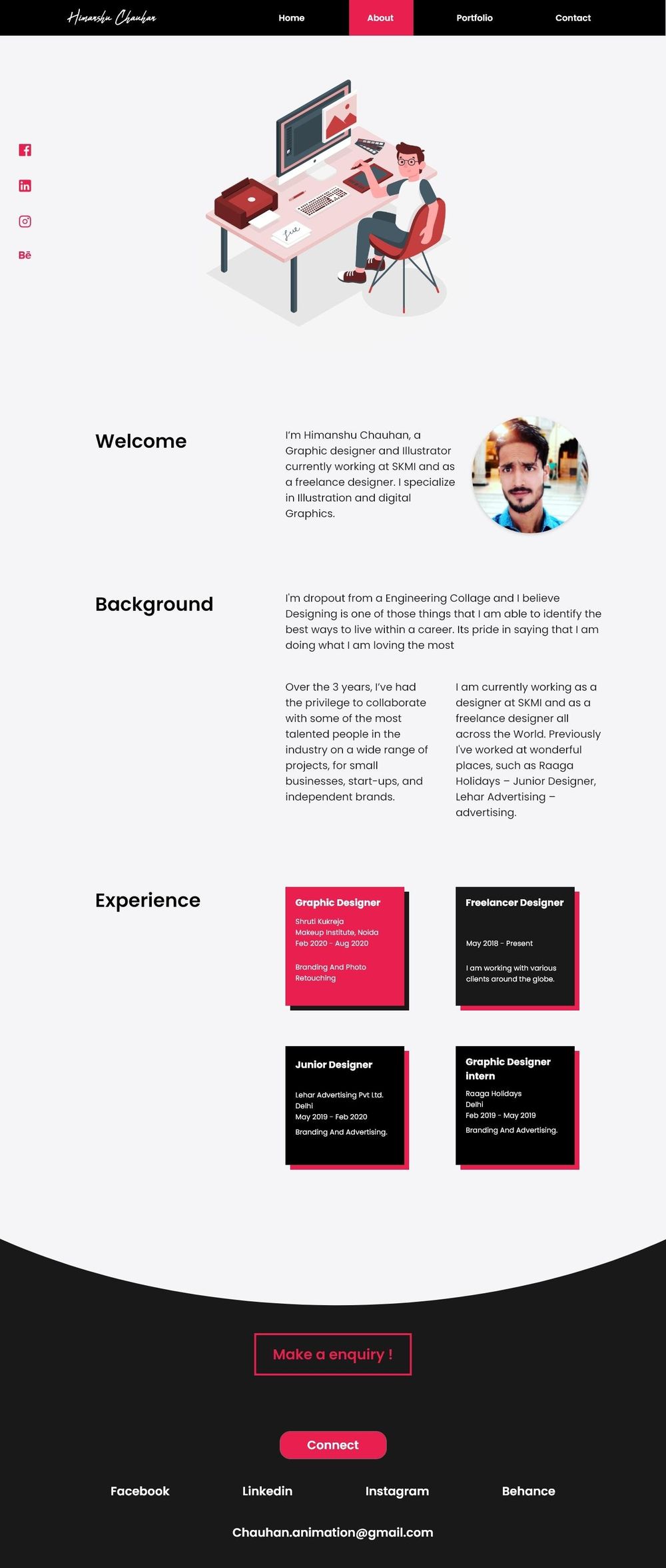 Adobe XD Portfolio Website - image 2 - student project