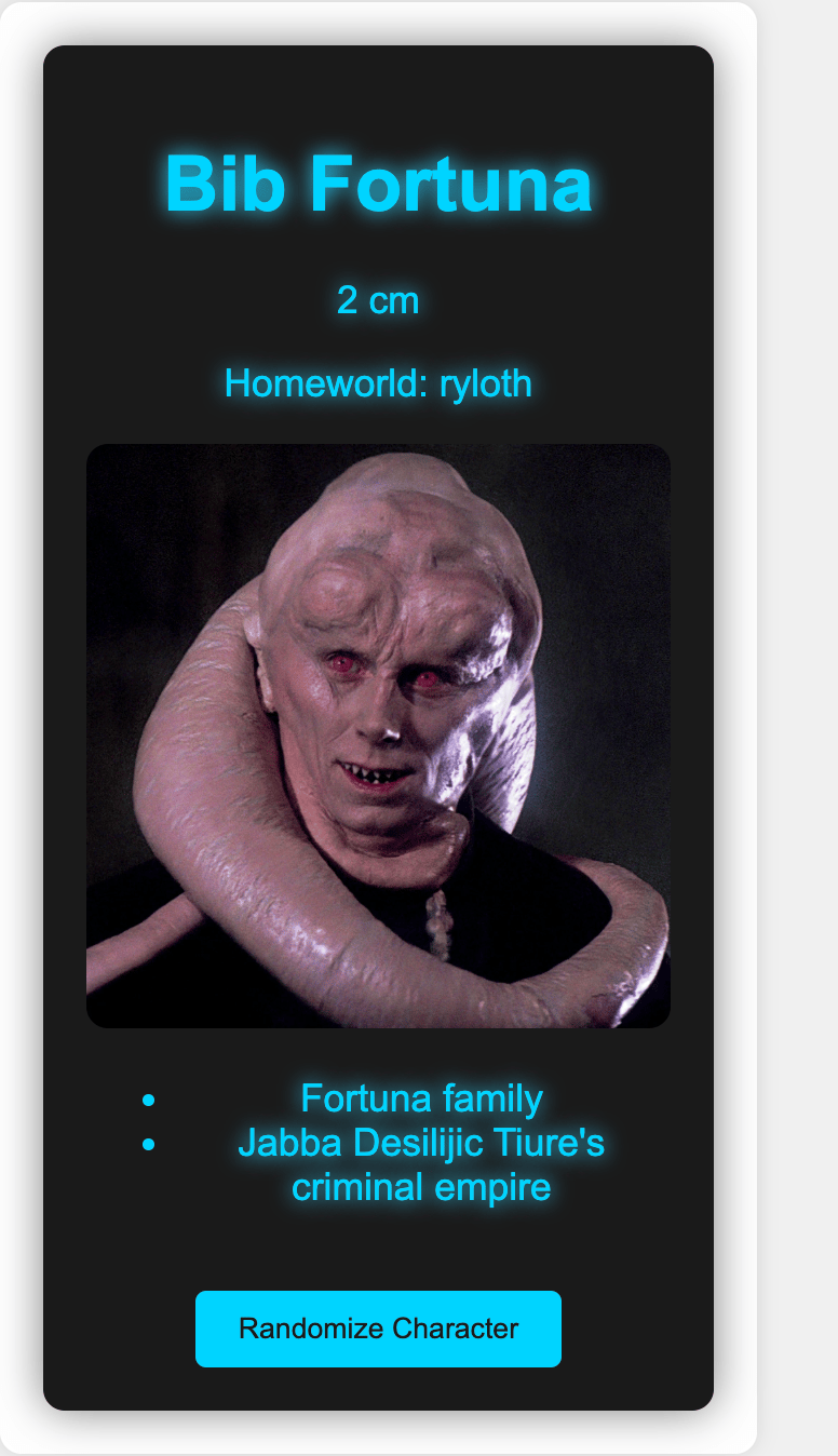 Star Wars Character Viewer - image 1 - student project