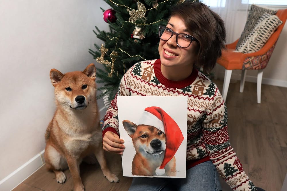 Watercolor Portrait of my Dog Kaiju - image 1 - student project