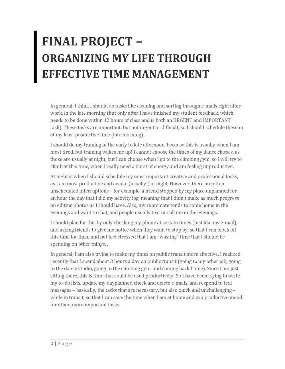 Organizing My Life Through Effective Time Management - image 4 - student project