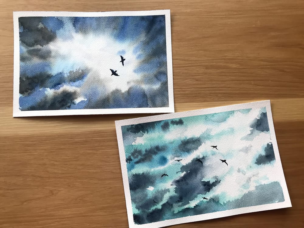 Watercolor Clouds Practice By Zuzu - image 3 - student project