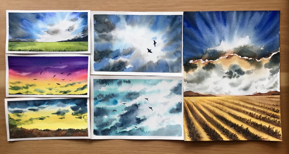 Watercolor Clouds Practice By Zuzu - image 1 - student project