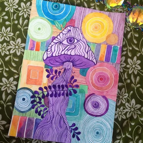 Monochrome Mushroom with Pulse and Precision Exercises, Magical Mandalas and Mushroom Galaxies :) - image 3 - student project