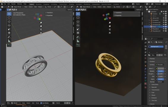 Dazzling curves ring - image 2 - student project