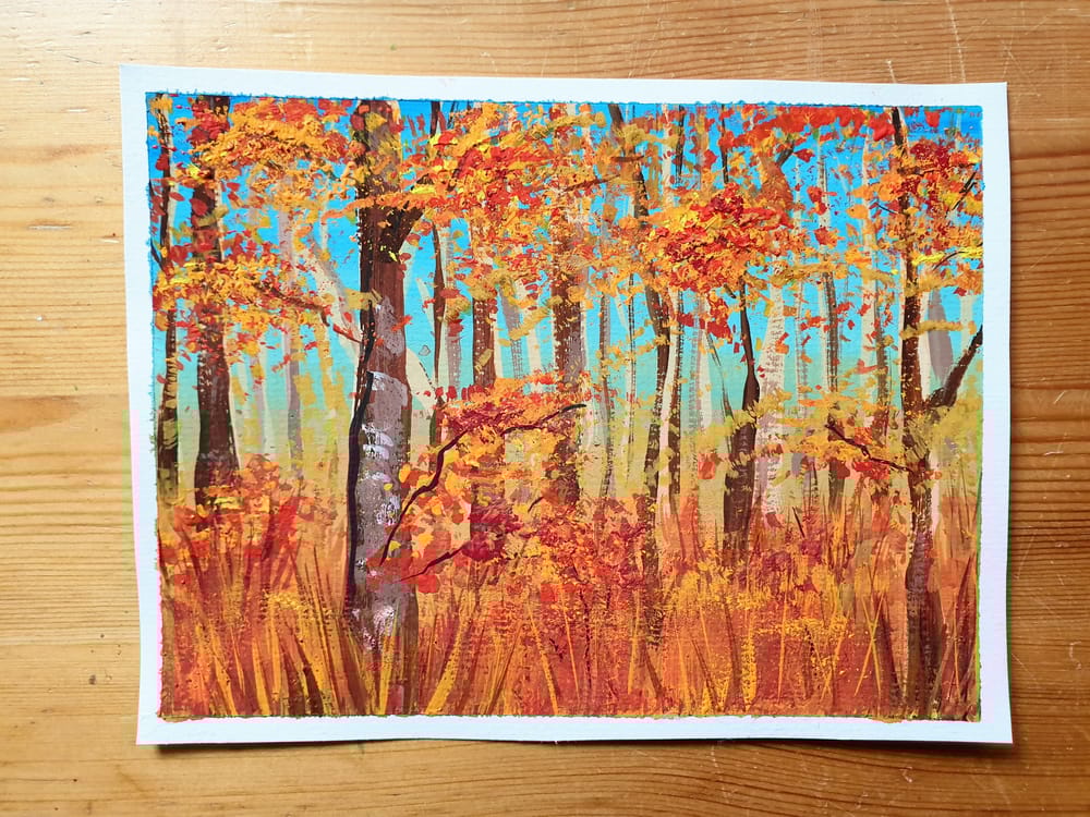 Trying to paint autumn landscapes in gouache - image 1 - student project