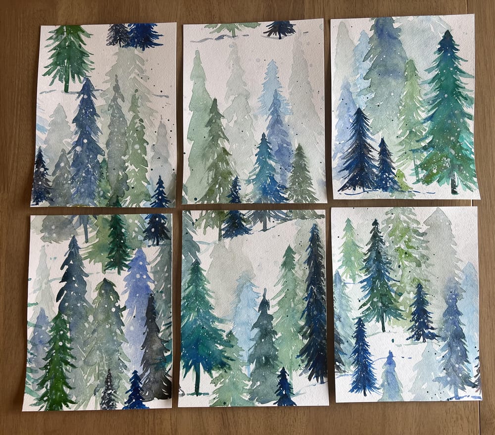 Winter Woods Watercolor Repeat - image 3 - student project
