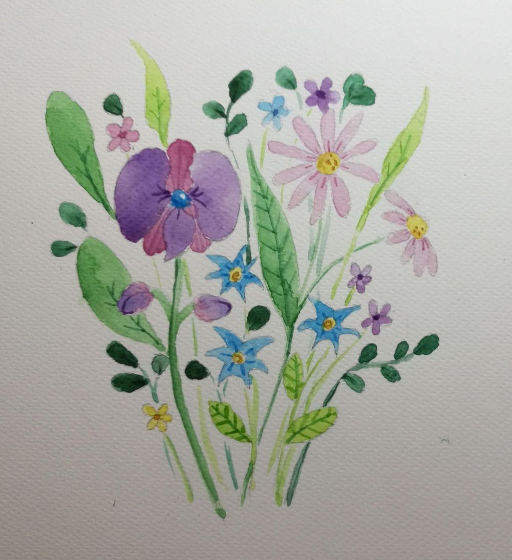 Watercolour flowers - image 1 - student project