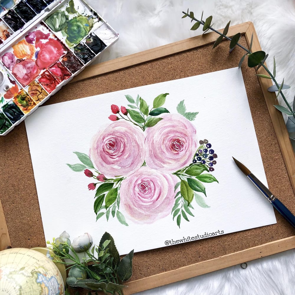 English Rose Bouquet Inspired by Joly Poa - image 1 - student project