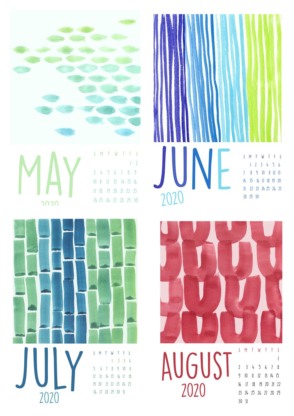 2020 Watercolor Calendar - image 1 - student project