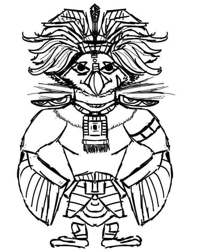 Maya God hawk and warrior girl (project in progress) - image 6 - student project