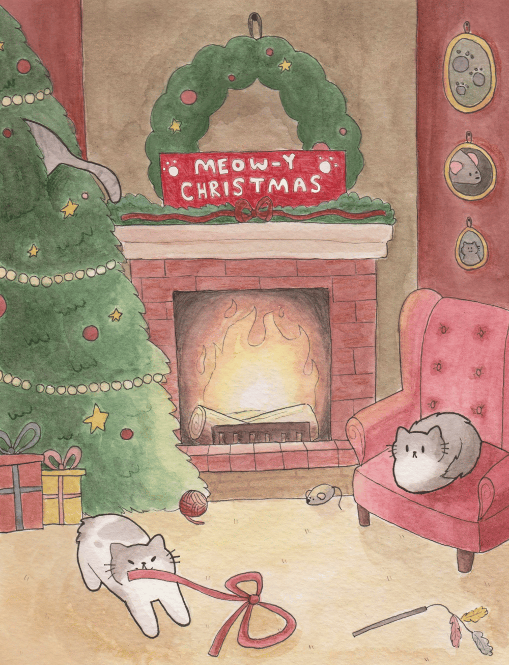 Cat Christmas Card - image 2 - student project