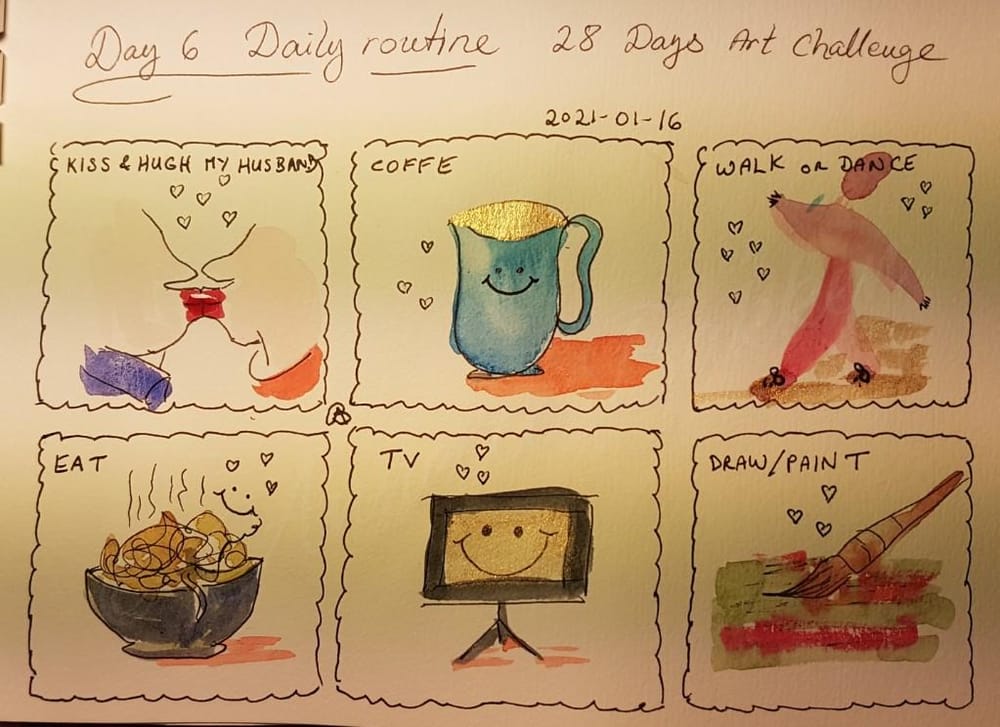Annette K. 2021-01-11 start. Self-Care 28-Day Art challenge. - image 9 - student project