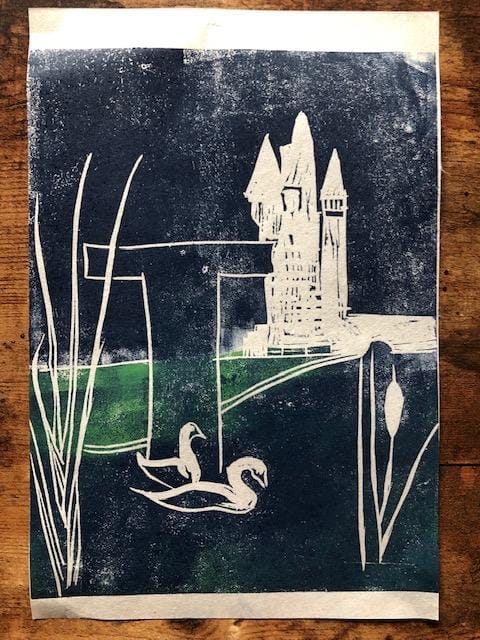 Linocut Swan Prints - image 1 - student project