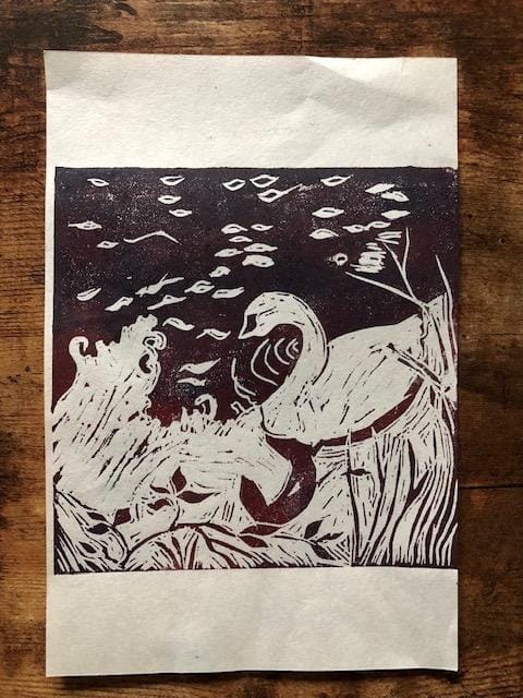 Linocut Swan Prints - image 2 - student project