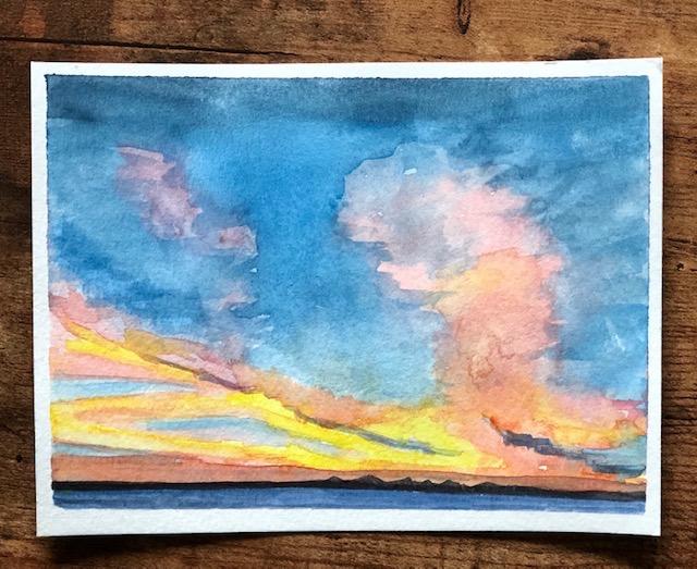 Painting Watercolor Sky and Clouds - image 4 - student project