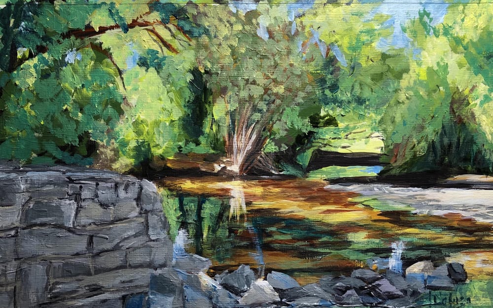 River Morning Light acrylic painting - image 1 - student project