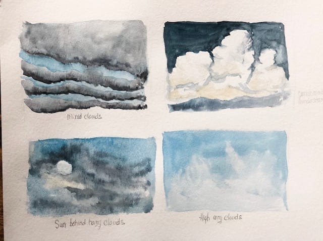 Painting Watercolor Sky and Clouds - image 2 - student project