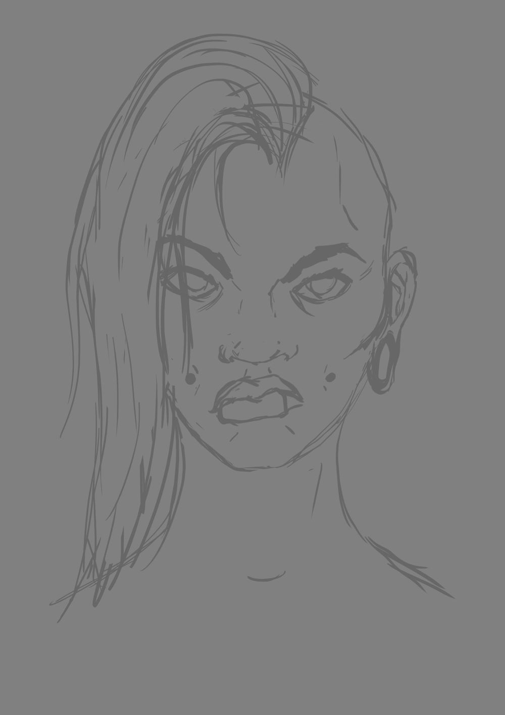 Head Study (Male, Female, Villain, Punk Girl, Buddy) - image 12 - student project