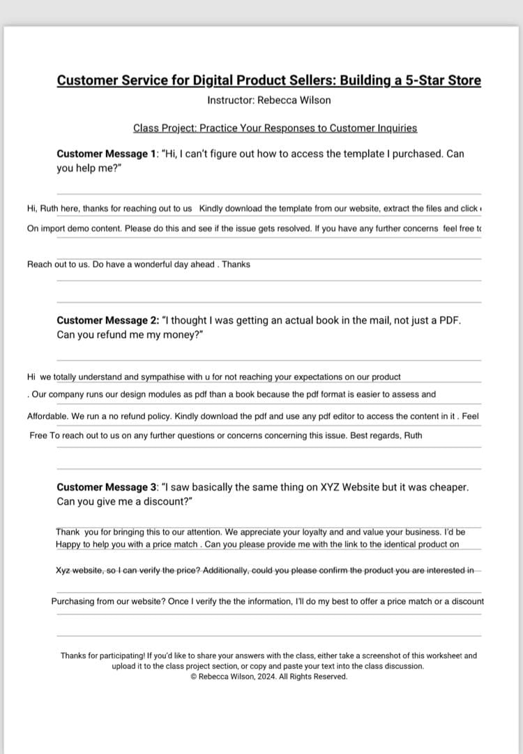 Your responses to customer inquires - image 1 - student project