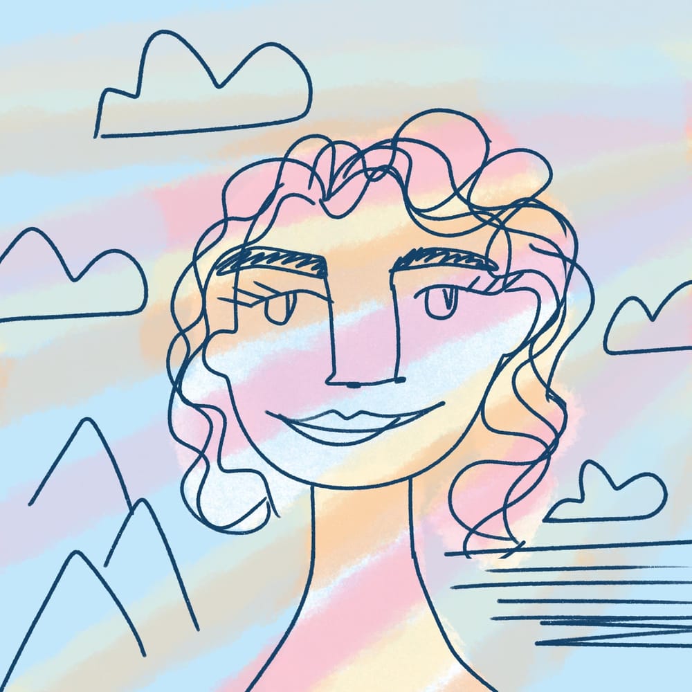 Self Portrait with eyes closed, than made on procreate. - image 1 - student project