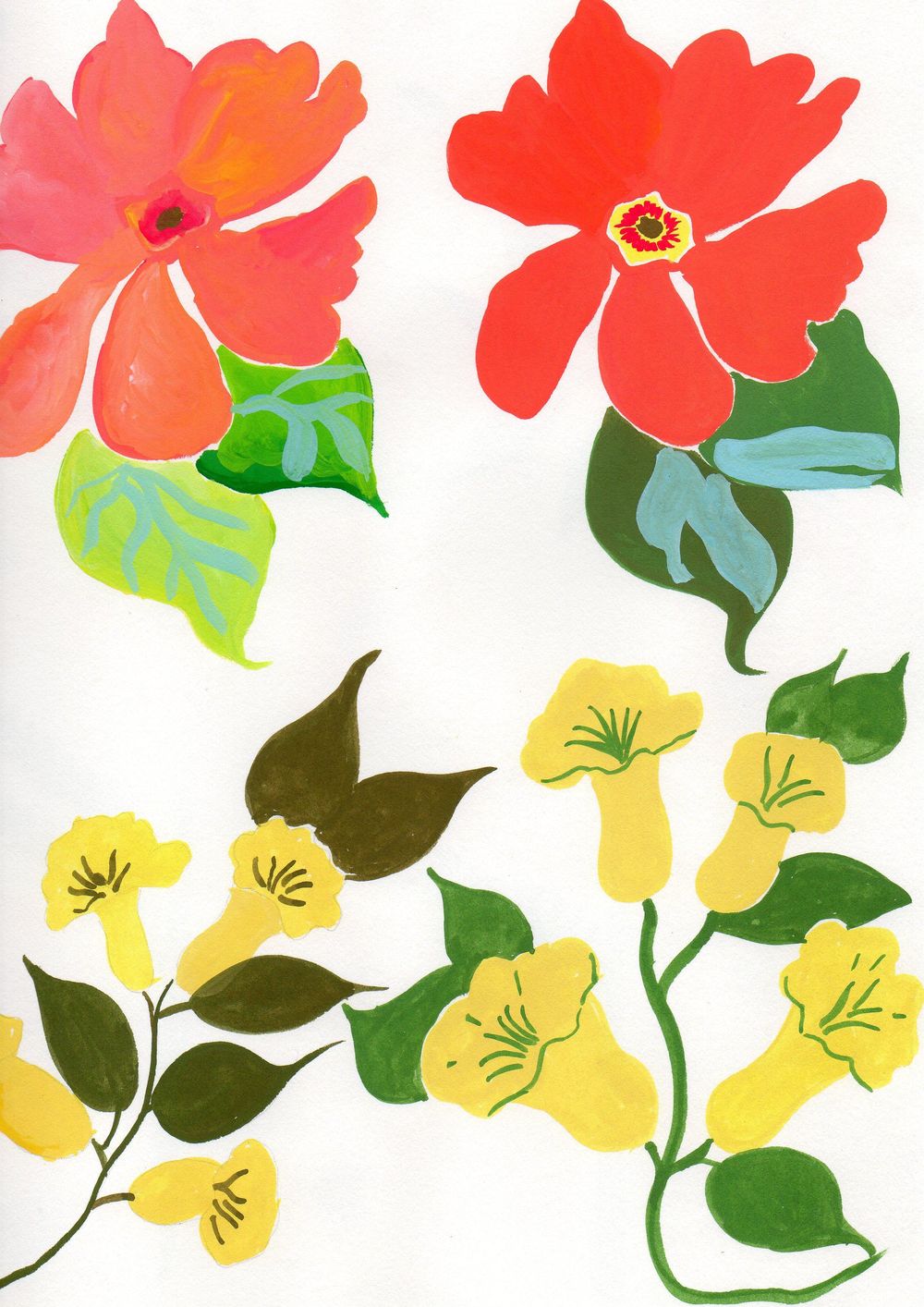 Flowers and Shapes in Gouache and Watercolour - image 2 - student project
