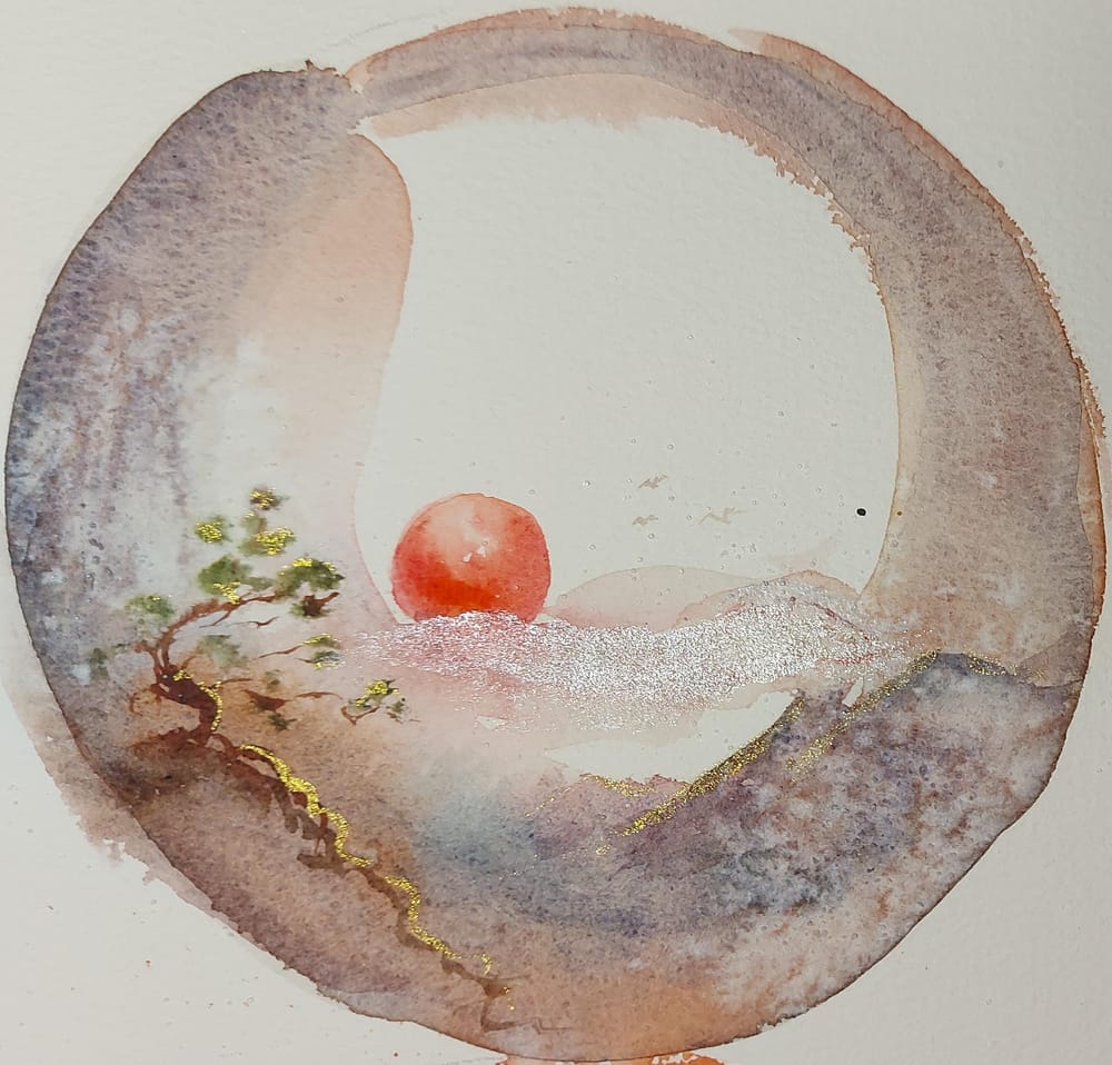 Japanese Watercolor: Enso with Nature's 4 Elements for Beginners - image 1 - student project