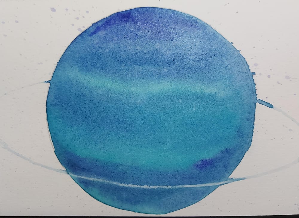Watercolor for Beginners: Japanese Patterns on Planets - image 2 - student project