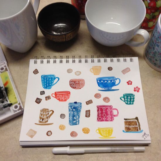 Watercolor tea cups - image 1 - student project