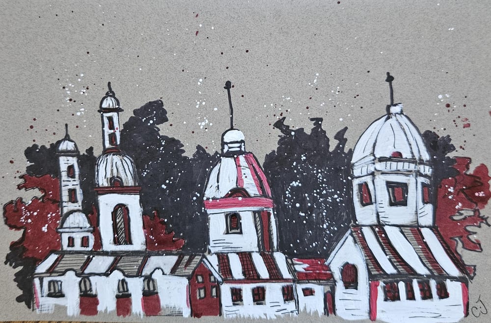Abstract castle on brown paper - image 1 - student project