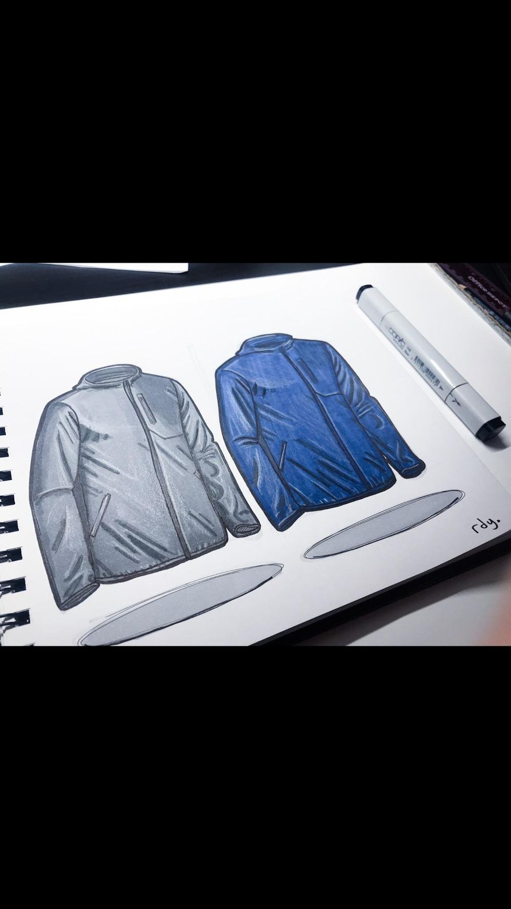 Marker rendering practice with grayscale and color markers - image 1 - student project