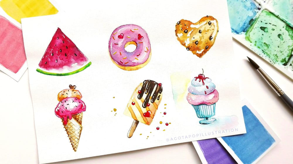 Watercolour sweets. - image 2 - student project