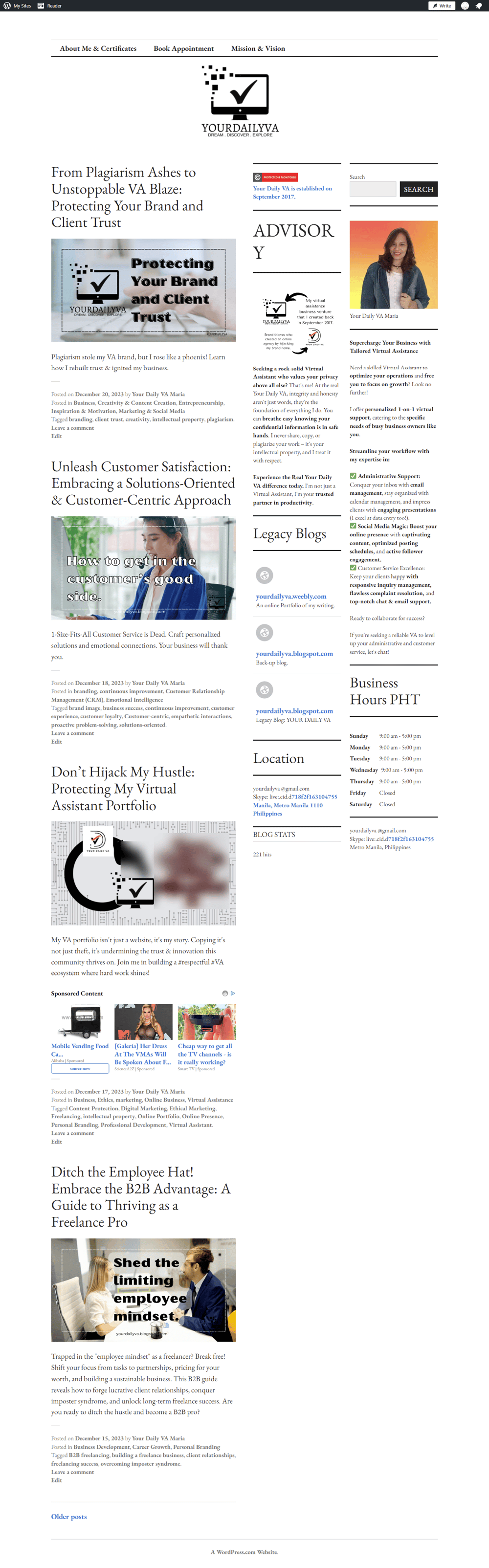 Your Daily VA Blog / Portfolio - image 1 - student project