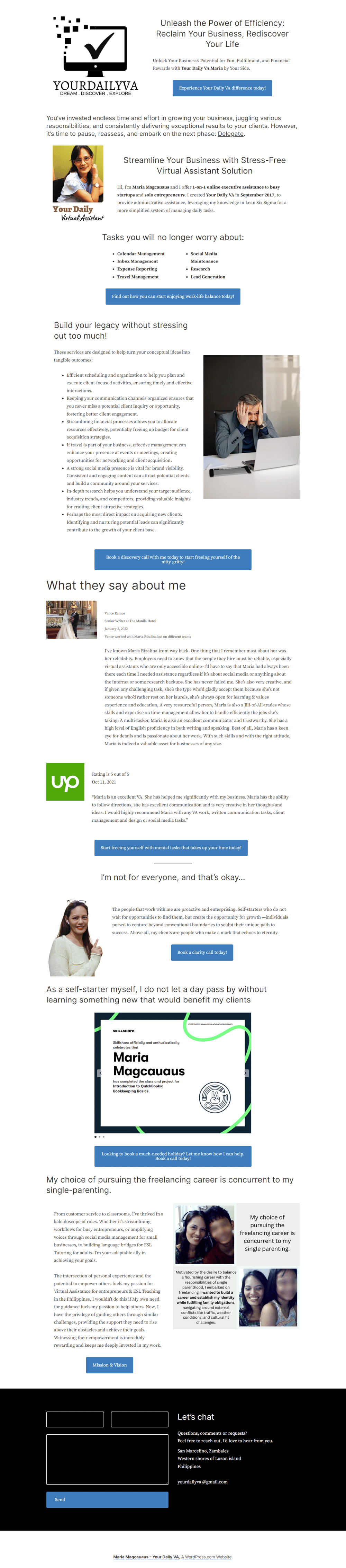 Your Daily VA by Maria About Me Page - image 1 - student project