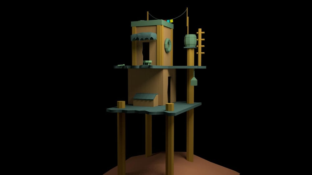 low poly fishing house - image 2 - student project