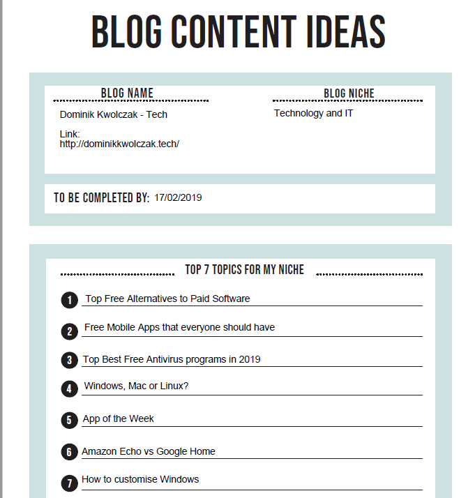 Dominik's Content Ideas - image 1 - student project