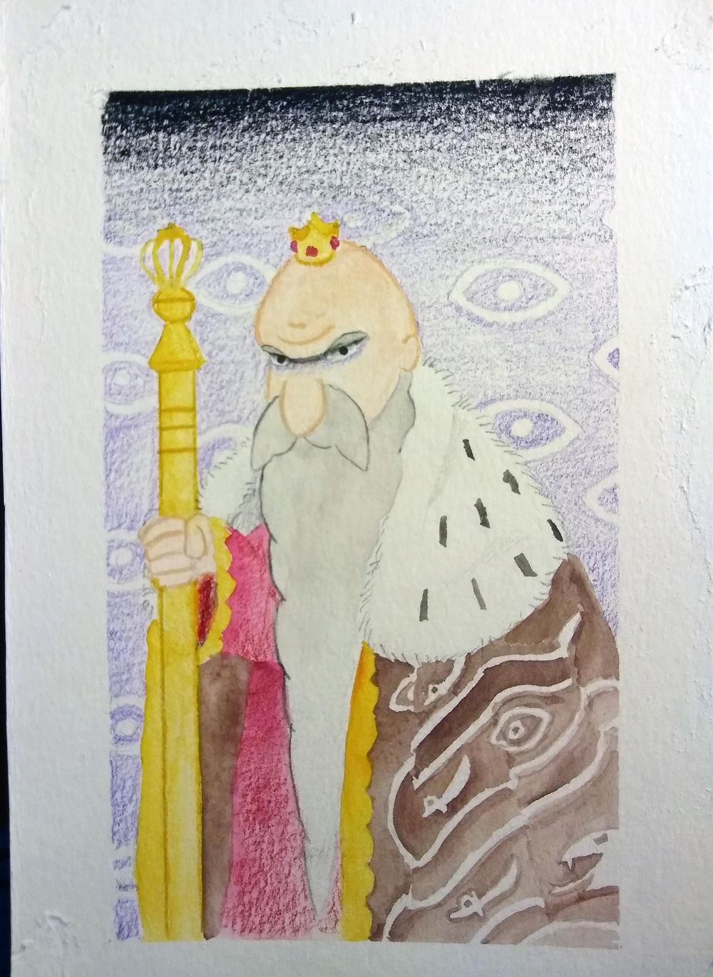 Watercolor and Colored Pencil Illustration - Mad Monarch - image 1 - student project